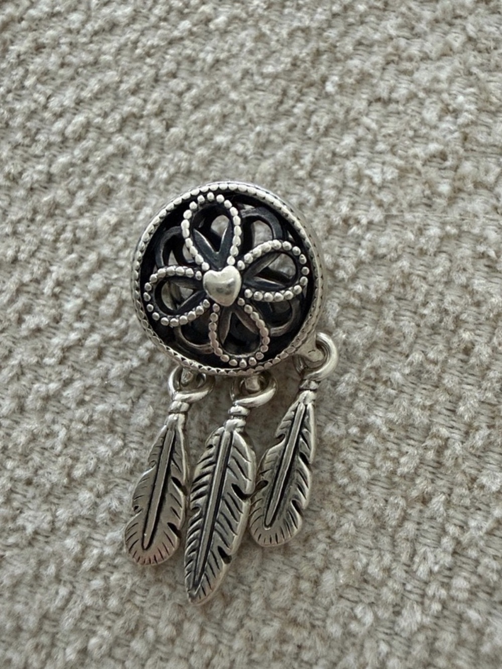 Sterling Silver Feather Drop Charm - Silver